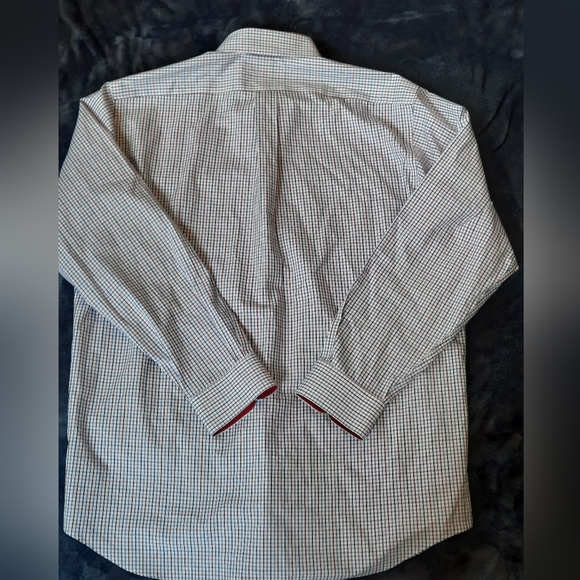 Paul Fredrick White/Blue/Red Check Button Down Long Sleeve Shirt Size 16.5- 35 - Picture 3 of 8